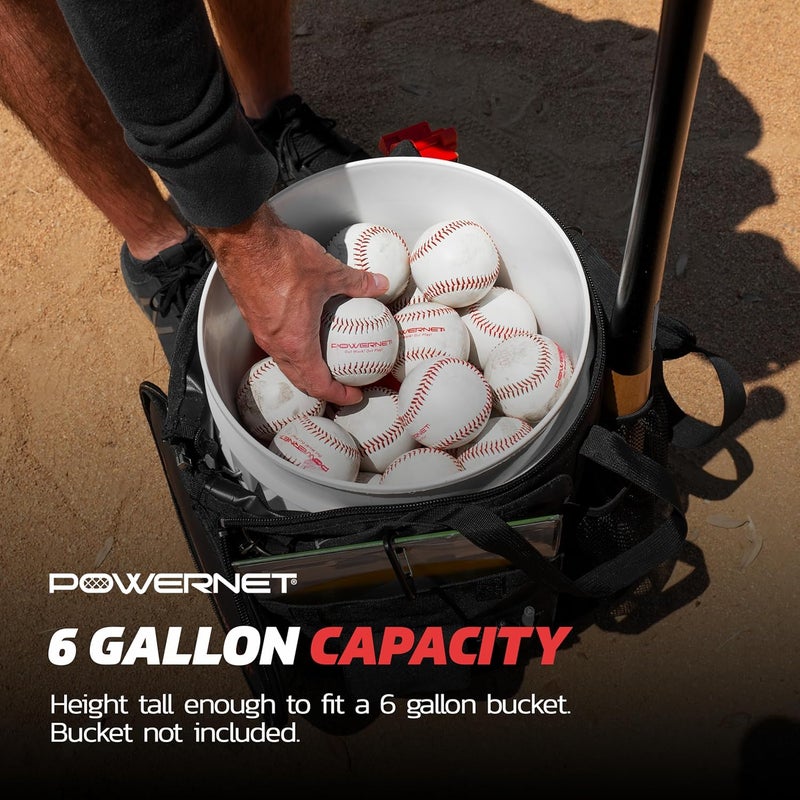 PowerNet Baseball Softball Coaching Bucket Caddy Cover, Multiple Pockets Carry Gameday Essentials, 3 Styles for 6 Gallon Bucket Organization Including All Terrain Wheeled - Image 4